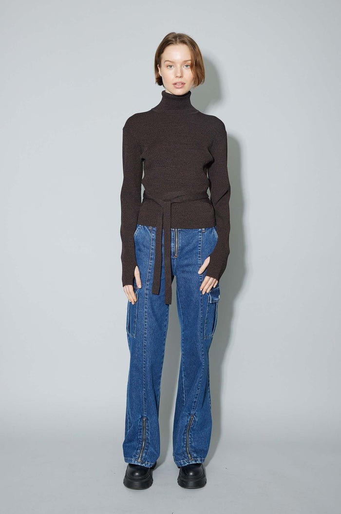 oval square Adel Wrap Knit Blouse Mel Black - KYOTO - oval square