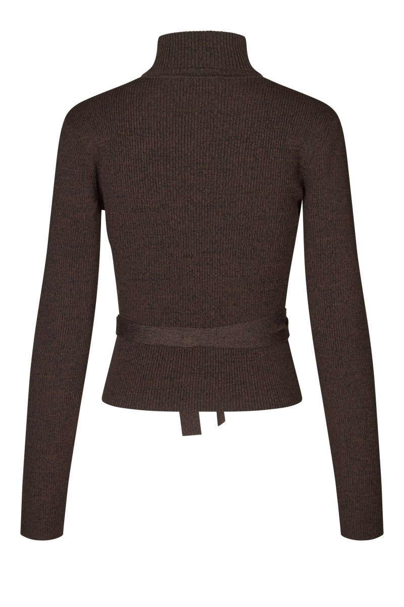 oval square Adel Wrap Knit Blouse Mel Black - KYOTO - oval square