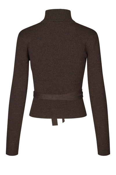 oval square Adel Wrap Knit Blouse Mel Black - KYOTO - oval square