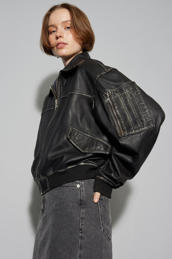 oval square Rocker Leather Bomber - KYOTO - oval square