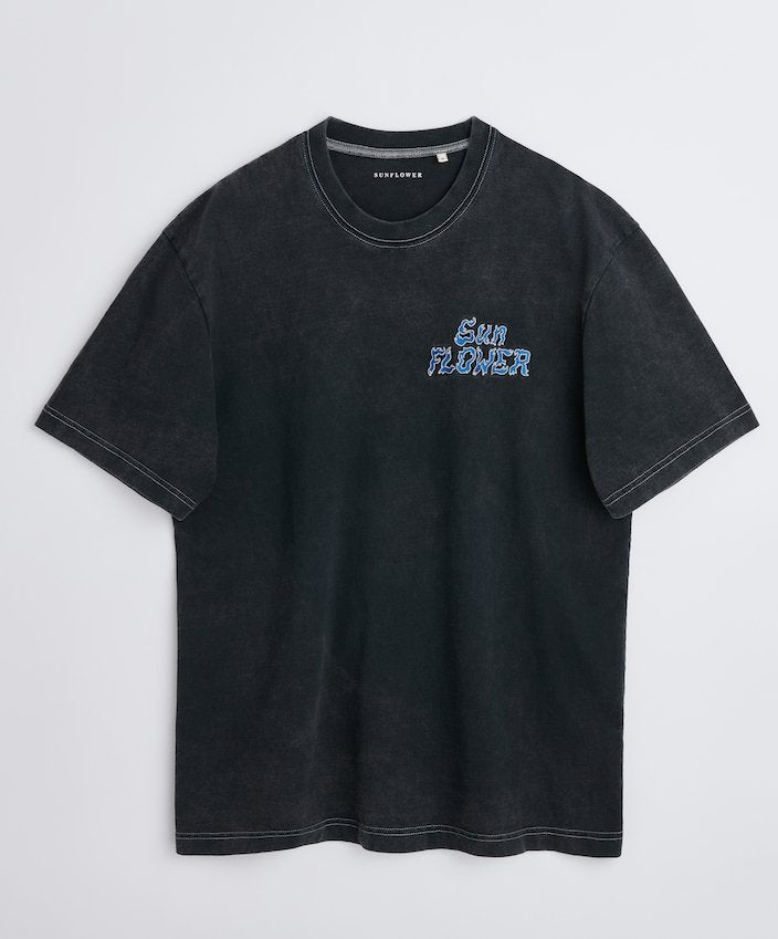 Sunflower WASHED TEE SS Black/Blue - KYOTO - Hello Sunflower