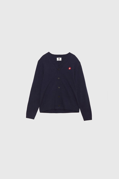 Wood Wood Leo lambswool cardigan Navy - KYOTO - Wood Wood